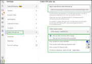 Set up caller/collee info pop-up 