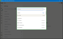 8x8 Work Command Palette showing recent Calls entry and navigation options for Contacts, Conversations, and Meetings