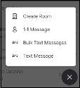 Messages - Create new individual, text, or bulk text messages or room