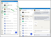 Pinned conversations section in 8x8 Work showing pinned contacts at the top of the Conversations list