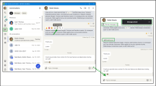 Pinning a message in 8x8 Work conversation showing Pin message action, confirmation banner, and updated panel