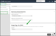 Users - The Single-Sign-On (SSO) settings section is always visible, regardless of license assignment