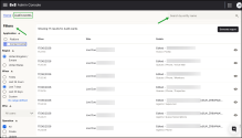 Administrator filtering Contact Center audit events by region and custom date range in 8x8 Admin Console