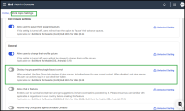 8x8 Admin Console showing the Work Apps Settings page with the Display ring groups without login/logout control option available under General settings