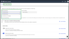 Work Apps Settings page showing the Profile Policies list and options to lock or unlock user settings