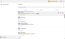 Contact list UI showing user presence indicators