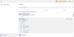 Expanded contact card showing user presence and contact details.