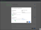 8x8 Admin Console view of the Identity and Security area with the Single Sign-On integration window open, mTLS authentication selected, and options displayed for uploading a certificate, viewing the Customer ID, and naming the provider