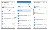 Pin a conversation in 8x8 Work for Mobile conversations list by long-pressing and tapping Pin; conversation moves to the Pinned section