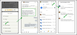 Save a message in 8x8 Work for Mobile via long-press More options menu, then access saved messages via the bookmark icon in the header