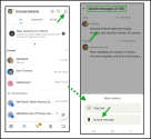Remove a saved message in 8x8 Work for Mobile from the Saved messages screen via long-press More options menu; tap Unsave message 