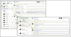 Save a message for later in 8x8 Work via the message context menu; saved messages appear highlighted in the conversation 