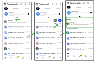 Pin a conversation in 8x8 Work for Mobile conversations list by swiping left; pinned conversation moves to the Pinned section