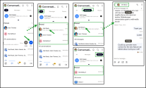 View pinned conversations in 8x8 Wokr for Mobile across All, Messages, and Rooms tabs; tap a pinned item to open the conversation
