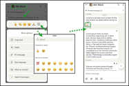 React to a message in 8x8 Work for Mobile  via long-press emoji bar or full picker; reaction appears below message with count